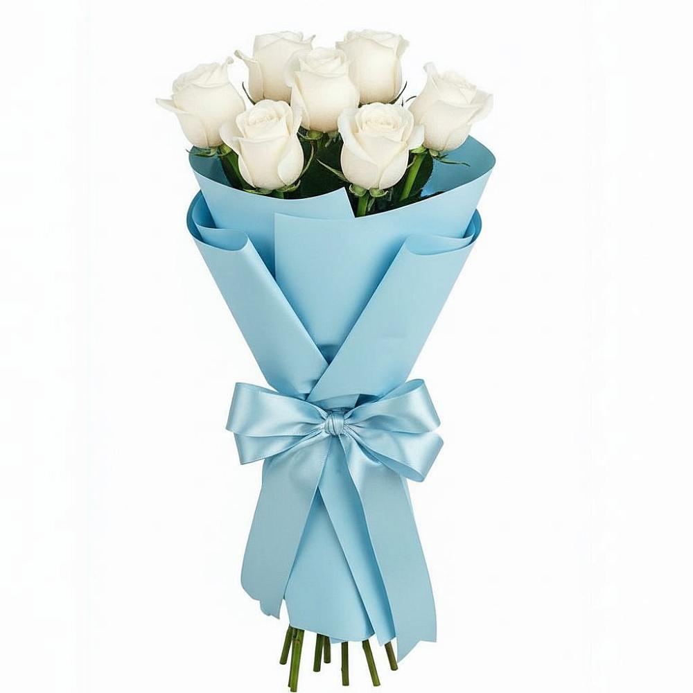 Букет 7 белых роз Проуд в Насадкино