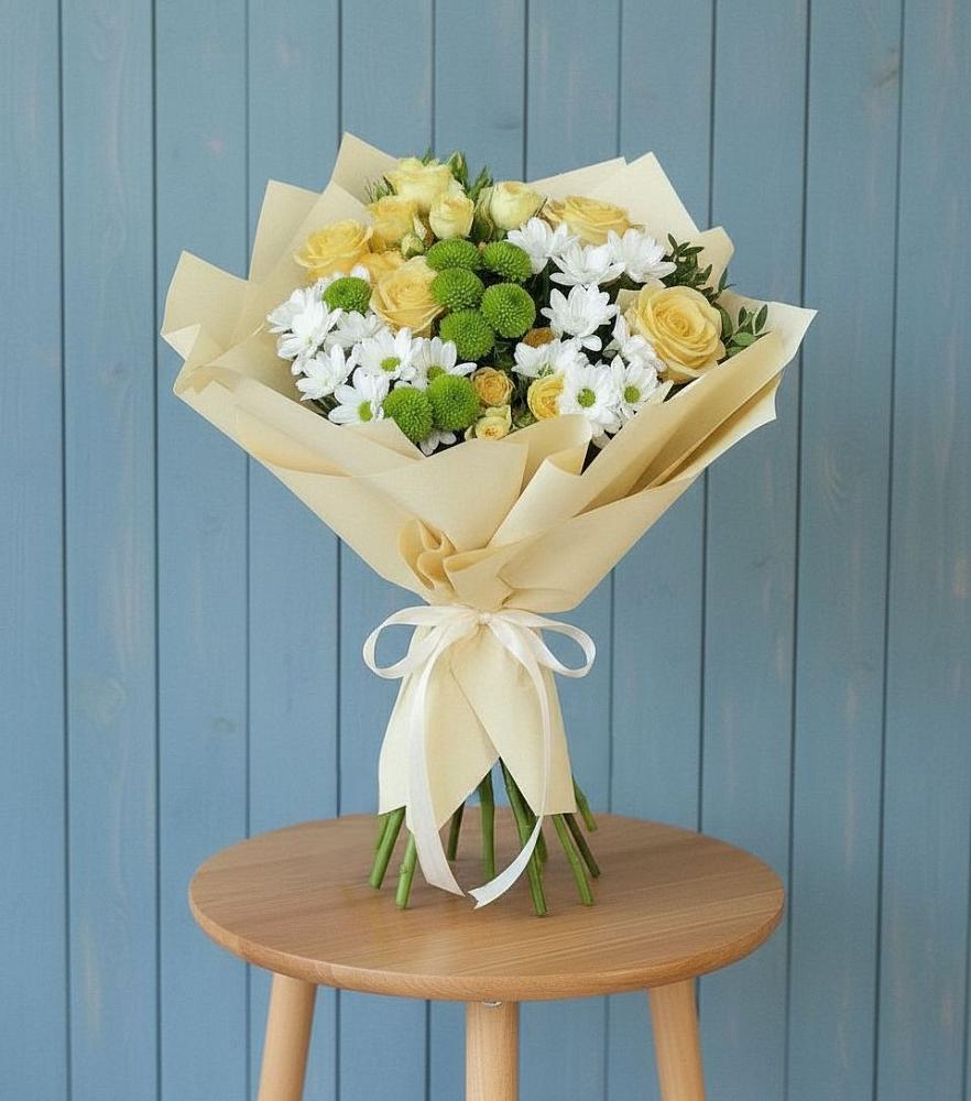 Букет цветов из: Хризантемы и Розы в Насадкино