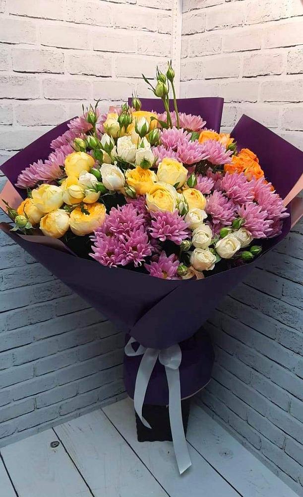 Букет цветов из: Хризантемы и Розы в Насадкино