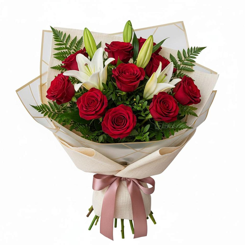 Букет цветов из: Лилии и Розы в Насадкино