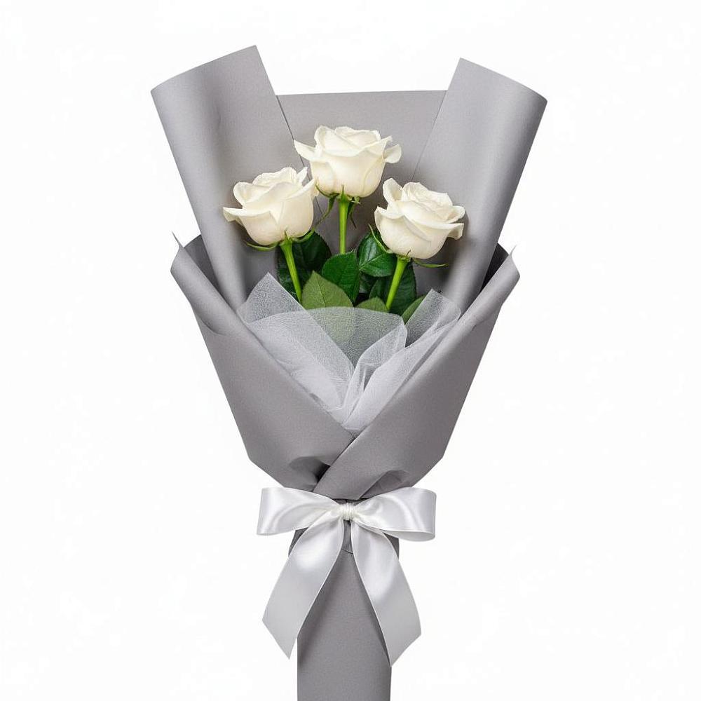 Букет 3 белые розы в Насадкино