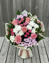 Букет цветов из:  Альстромерии, Гвоздики, Розы и Хризантемы в Насадкино