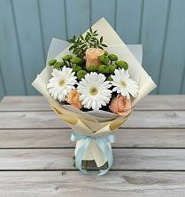 Букет цветов из:  Герберы, Розы и Хризантемы в Насадкино