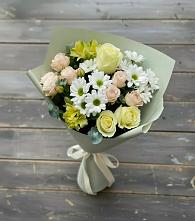 Букет цветов из:  Альстромерии, Розы и Хризантемы в Насадкино