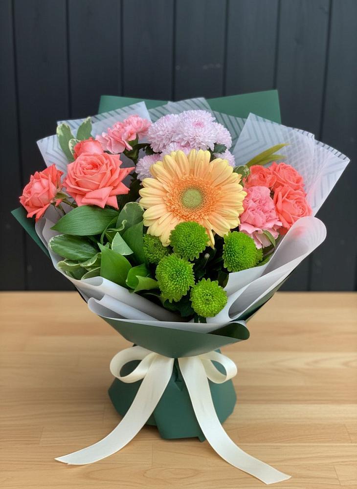 Букет цветов из: Гвоздики, Розы, Герберы и Хризантемы в Насадкино