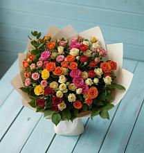 Букет Микс из разноцветных кустовых роз #REPLACE_PRED# Насадкино